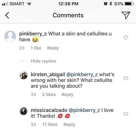 Comments on Iza Calzado's IG Post
