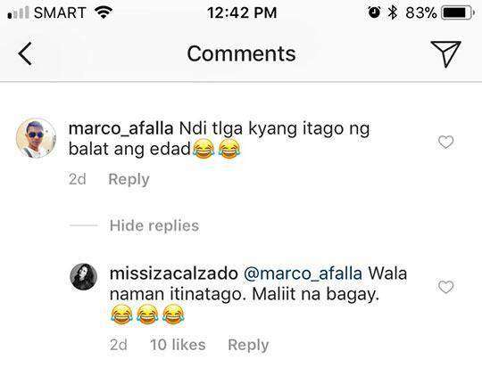 Comments on Iza Calzado's IG Post