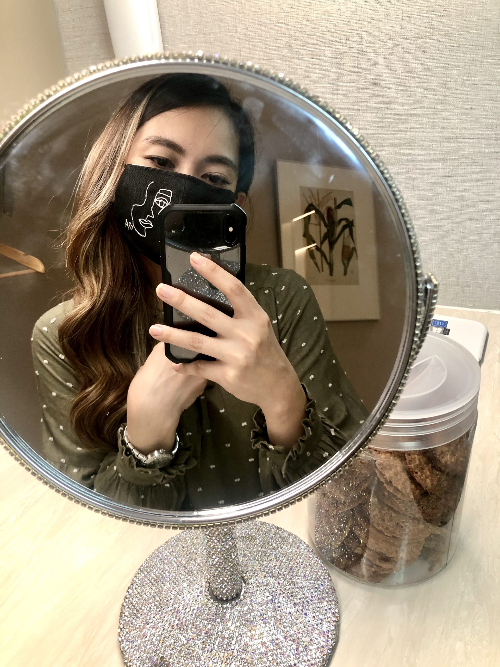 Apple Lim Wearing Black Face mask